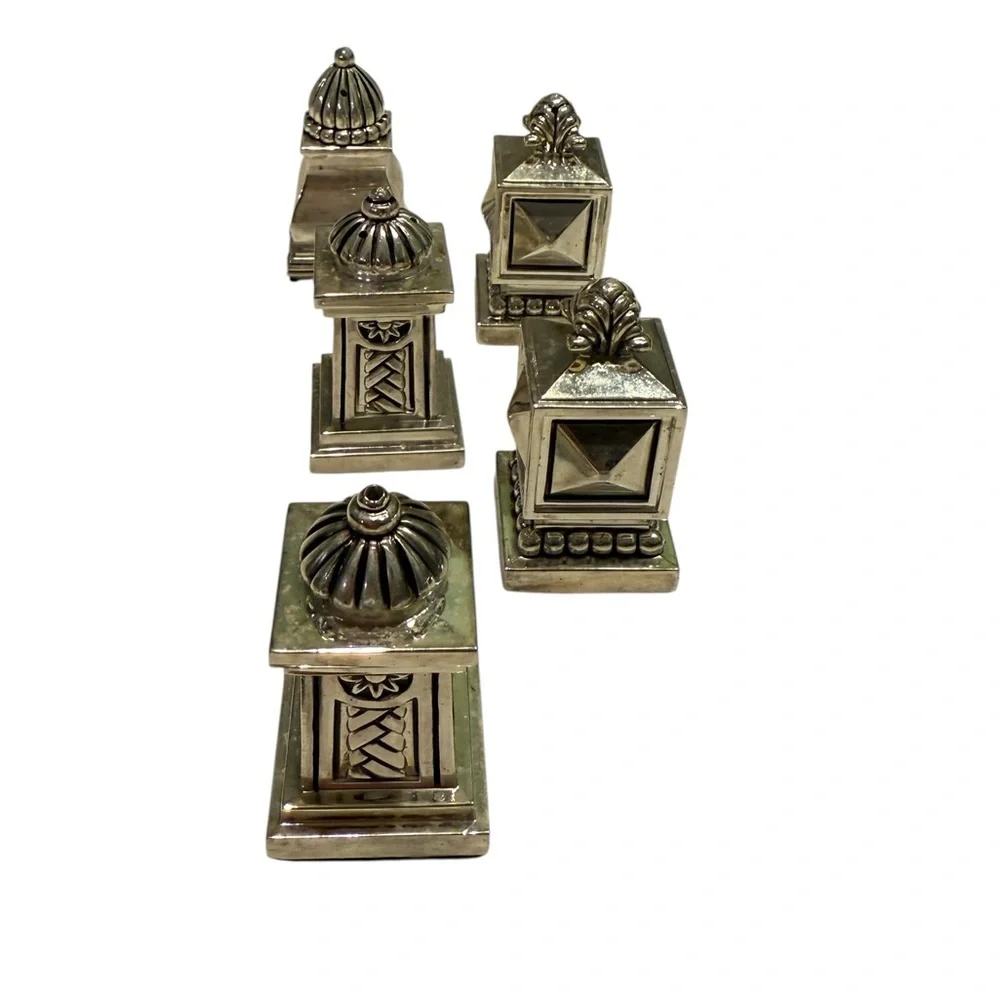 Bombay Co. Set of 5 Of Silver Plated Mini Salt And Pepper Shakers No Box